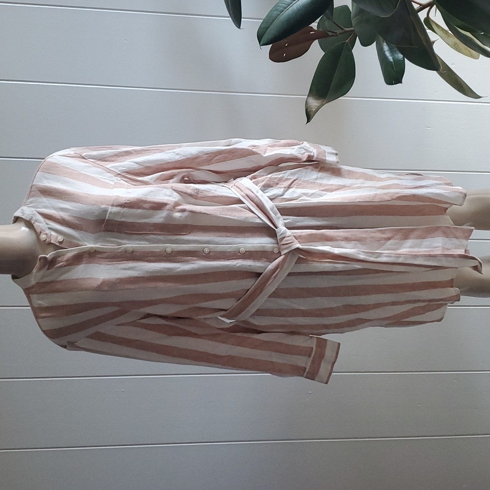A NEW DAY WOMEN’S BROWN CREAM STRIPE BUTTON DOWN DRESS SIZE MEDIUM